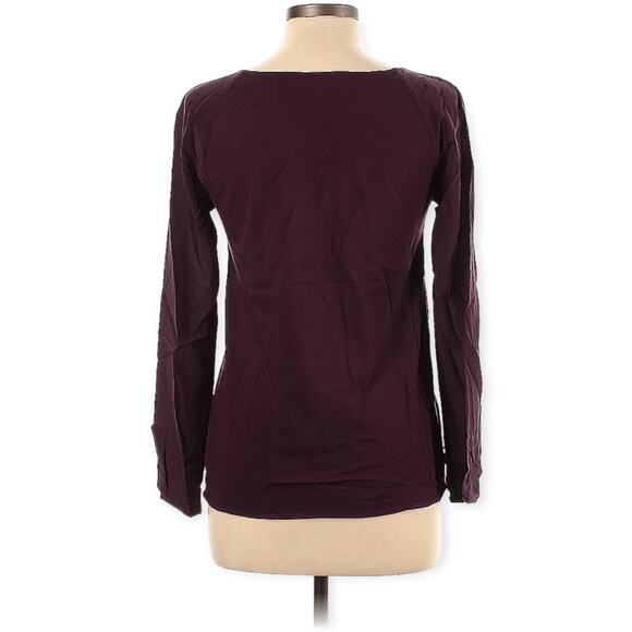 Massimo Dutti Blouse Long Sleeve Round Neck Embroidered Burgundy Women's L - Picture 2 of 11